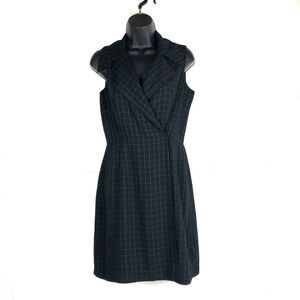 HUGO BUSCATI Black White Square Sleeveless Collared Suit Dress Jacket Size 6